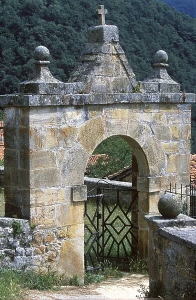 An ornate Church gate in the small village of Luriezo in the Liebana Valley