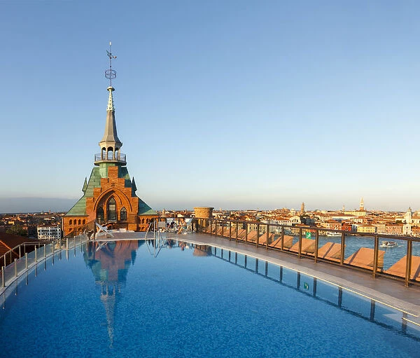 Pool on the Roof of the Hilton Molino Stucky Venice, Giudecca, Venice, Veneto, Italy