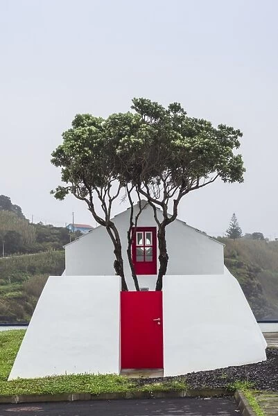 Portugal, Azores, Pico Island, Lajes do Pico, harborfront building