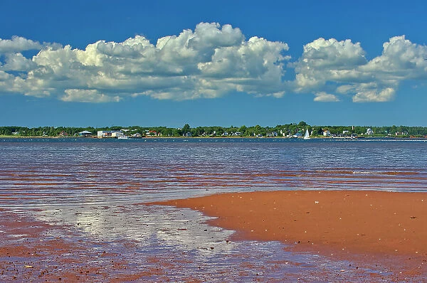 Red sandy beach at low tide. Northumberland Strait Lower Montague, Prince Edward Island, Canada