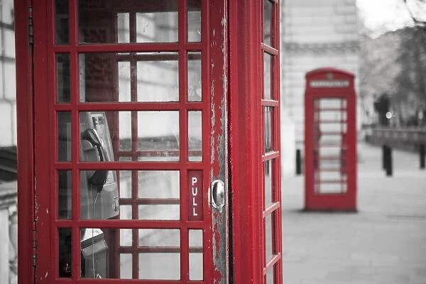 Red telephone boxes, Whitehall, London, England, UK