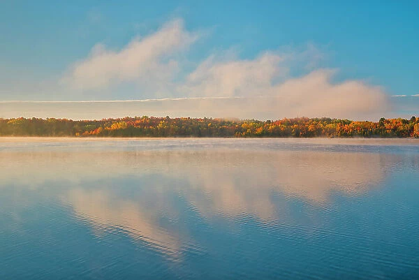 Reflection on the Vermilion River at sunrise, Ontario, Canada, Ontario, Canada