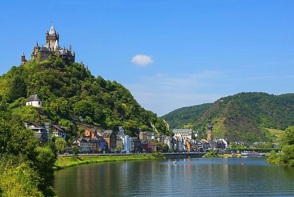 Reichsburg with river Mosel and Cochem, Rhineland-Palatinate, Germany