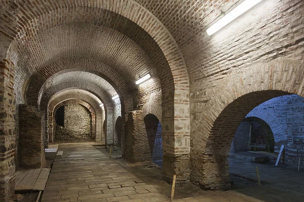 Romania, Bucharest, Lipscani Old Town, Old Princely Court, underground passageway