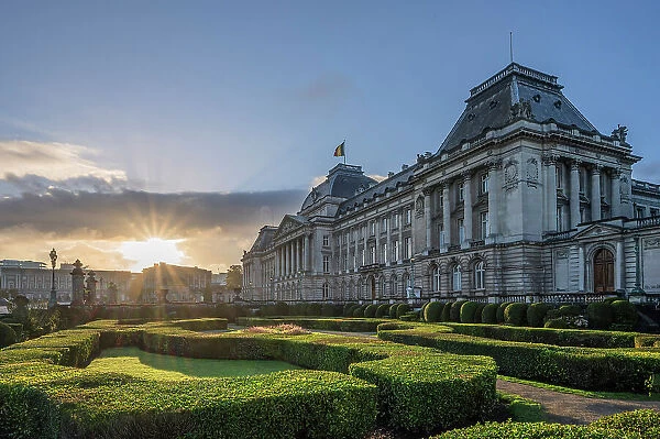 Royal palace at sunrise, Brussels, Belgium