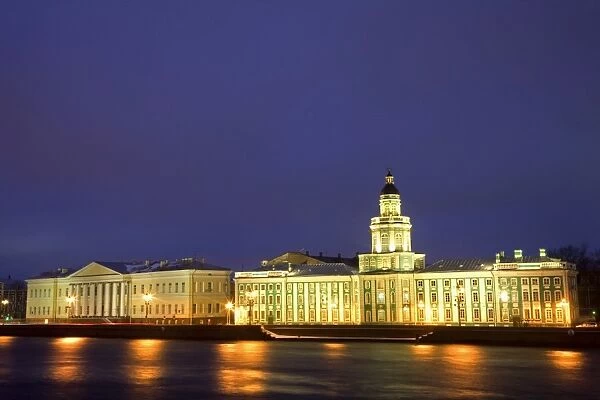 Russia, St. Petersburg; Th Neva River with the Kunstkamera and part of the State University building beside