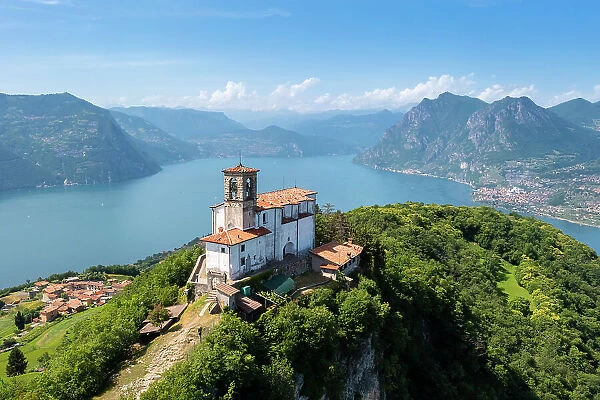Santuario della Madonna della Ceriola on top of Montisola, Iseo lake. Siviano, Montisola, Brescia province, Lombardy, Italy