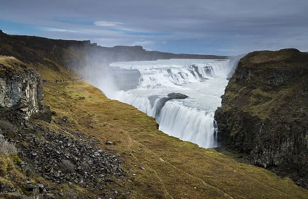 Scenic view of Gullfoss waterfall, Arnessysla County, South Iceland, Iceland