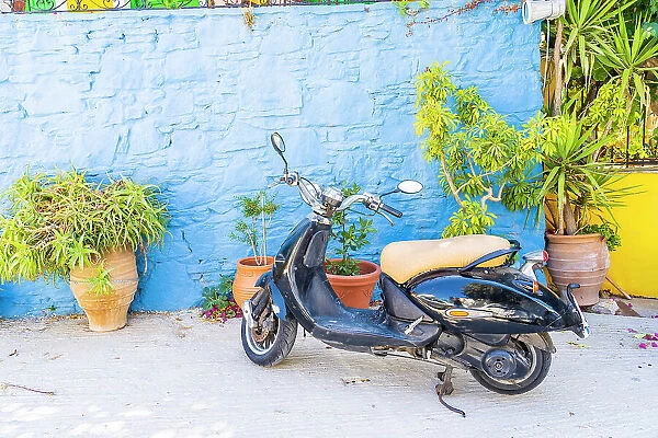A scooter in Symi, Dodecanese Islands, Greece