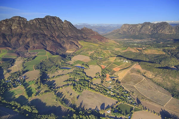 South Africa, Western Cape, Stellenbosch, Aerial view of Simonsberg Mountain range