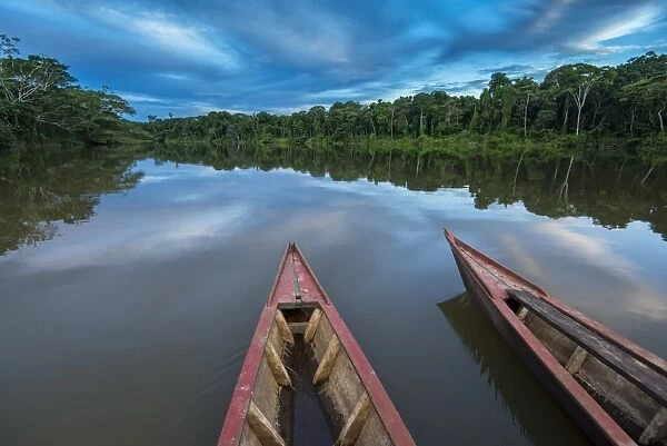 South America, Peru, Amazonia, Manu National Park, UNESCO World Heritage, dugout