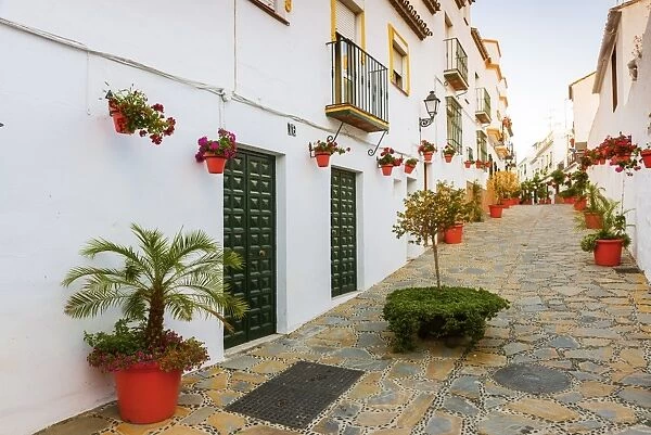 Spain, Andalusia, Estepona, Old town, Colourful street
