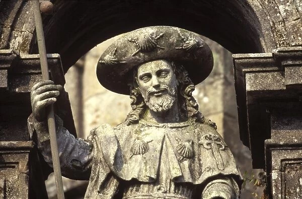 Statue of St James at the Cathedral of Santiago in Santiago de Compostela