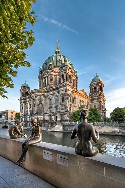 Statues in front of Berlin Dome and Spree River, Berlin, Germany