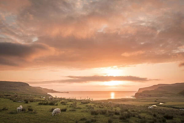Sunset at Loch Pooltiel, Glendale, Isle of Skye, Highlands, Scotland, Great Britain