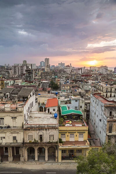 Sunset over Old Havana, Havana, Havana Province, Cuba