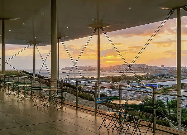 Sunset at the terrace of Stavros Niarchos Foundation Cultural Center, Athens, Attica, Greece