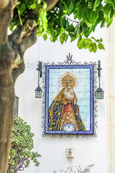 Tiled icon outisde Capilla de San Juan de Letran, Jerez de la Frontera, Andalusia, Spain