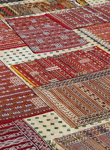 Traditional carpets in the Old Medina of Fes, Fez-Meknes Region, Morocco