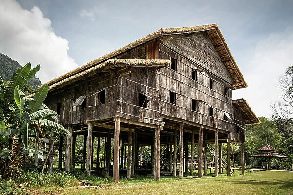 Traditional Longhouse, Sarawak Cultural Village, Santubong, Sarawak, Borneo, Malaysia, Asia