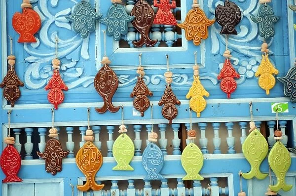 Tunisia, Tunis, Sidi-Bou-Said. Tourist souvenirs