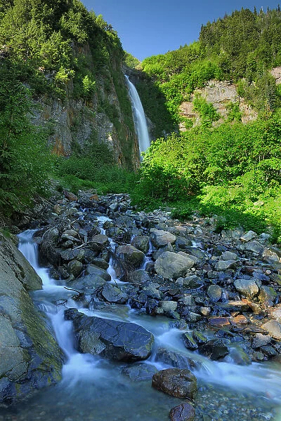 Twin Falls (falls on the left) Smithers, British Columbia, Canada