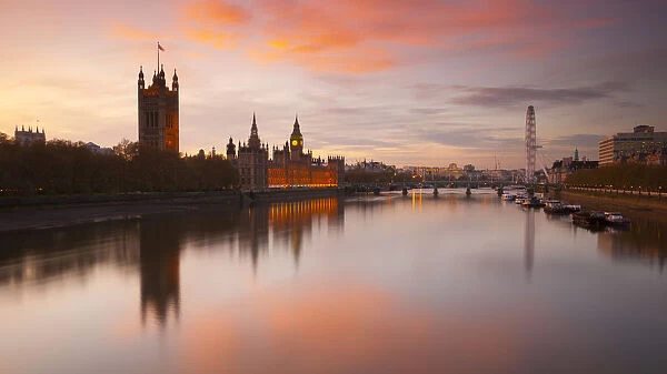 UK, London, Big Ben, Houses of Parliament and London Eye