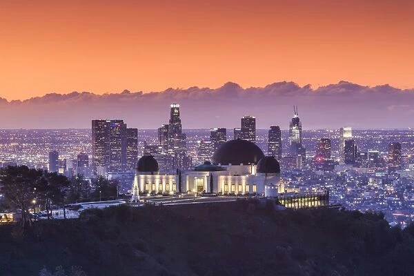 USA, California, Los Angeles, elevated view of the Griffith Park Observatory