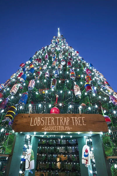 USA, New England, Cape Ann, Massachusetts, Gloucester, Christmas Tree made of lobster