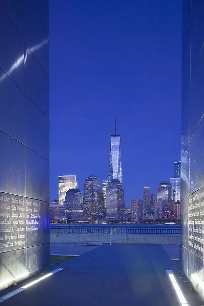 USA, New Jersey, Jersey City, Liberty State Park, view through 9  /  11 memorial, Empty Sky