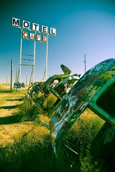 USA, Texas, Route 66, Conway Bug Ranch, Made of VW Beetles