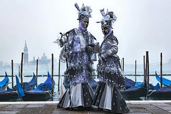 Venice Carnival masks in Riva degli Schiavoni. Venice, Veneto, Italy, Europe