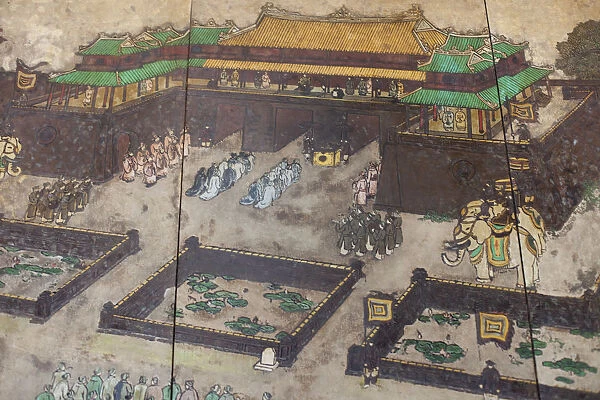 Vietnam, Hue, Citadel, Imperial Enclosure, Wall Painting inside Ngo Mon Gate