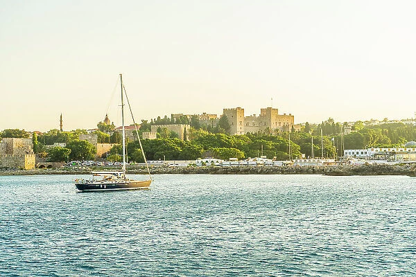 A view of the Citadel of Rhodes, Rhodes Town, Rhodes, Dodecanese Islands, Greece