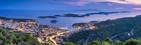 View over Hvar at Twilight, Dalmatia, Croatia, Balkans, Europe