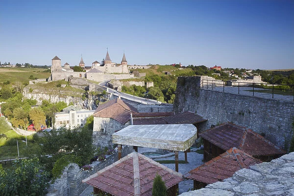 View of Old Castle from Kafe Pid Bramoyu, Kamyanets-Podilsky, Podillya, Ukraine