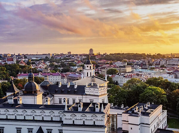 View over the Palace of the Grand Dukes at sunset, Vilnius, Lithuania