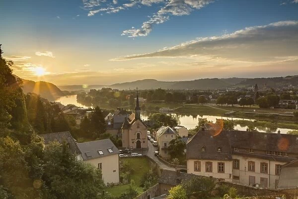View of River Moselle at dawn, Trier, Rhineland-Palatinate, Germany