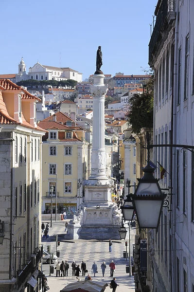 A view of Rossio, the main square in the historical center of Lisbon, Portugal