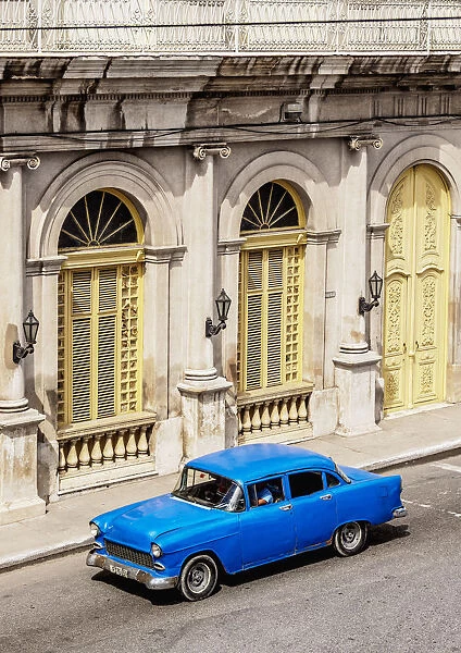 Vintage car at Libertad Square, elevated view, Matanzas, Matanzas Province, Cuba
