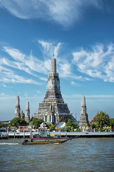 Wat Arun across the Chao Pharya River, Bangkok, Thailand