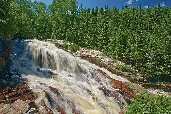 Waterfalls on Riviere, Jean-Raymond, Cote Nord, Quebec, Canada