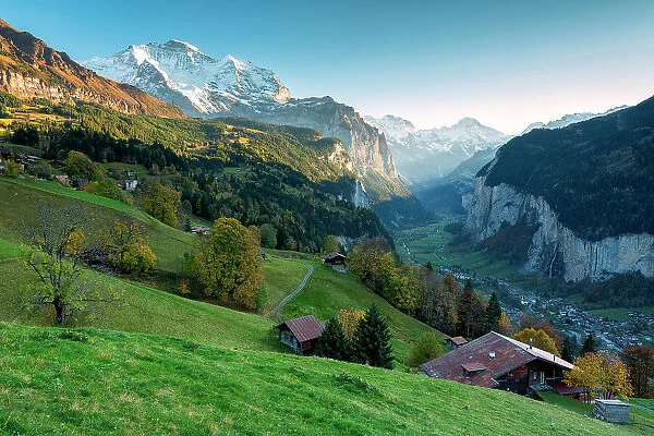 Wengen and Lauterbrunnen valley. Wengen, Berner Oberland, Switzerland