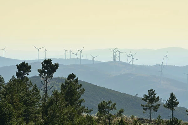 Wind generators in the Gardunha mountain range. Beira Baixa, Portugal