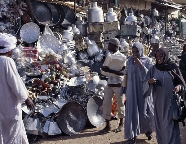 Women shopping in the market at Omdurman where a large