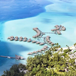 Aerial view of Pearl beach resort, Bora Bora island, French Polynesia