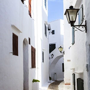 Alley in the old town of Binibequer Vell, Menorca, Balearic Islands, Spain