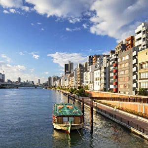 Apartments along Sumida River, Tokyo, Japan