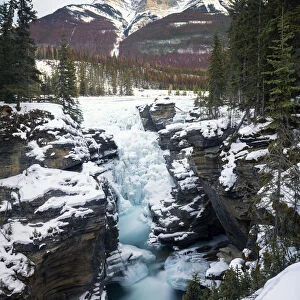 Athabasca Falls in Winter, Alberta, Canada