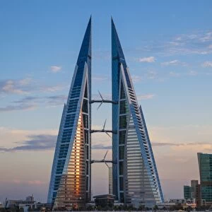 Bahrain, Manama, Bahrain Bay, Bahrain World Trade Center and city skyline
